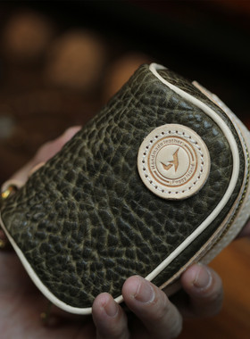 岚屿出品野牛风格牛皮文玩收纳包零钱钥匙包珠宝盒核桃手串