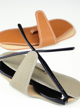 ins极简眼镜袋 elephant man 简约头层牛皮墨镜眼镜收纳包 便携式