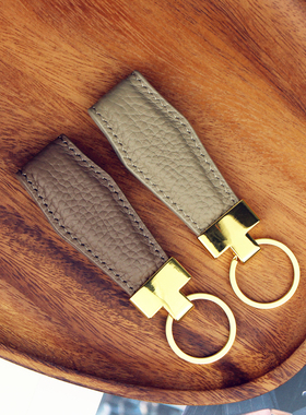 H家TOGO牛皮钥匙扣ins风手工小众设计情侣高级真皮钥匙挂件个性