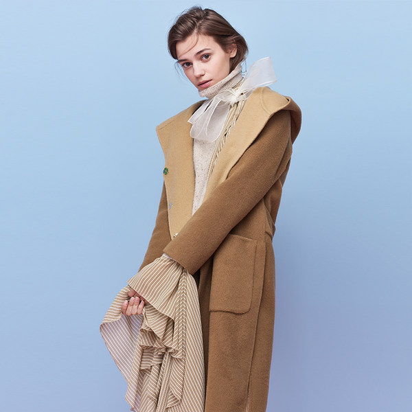 亦谷 YIGUE 双面纯羊毛 女式连帽中长款大衣 天猫优惠券折后￥879包邮（￥1079-200）3色可选