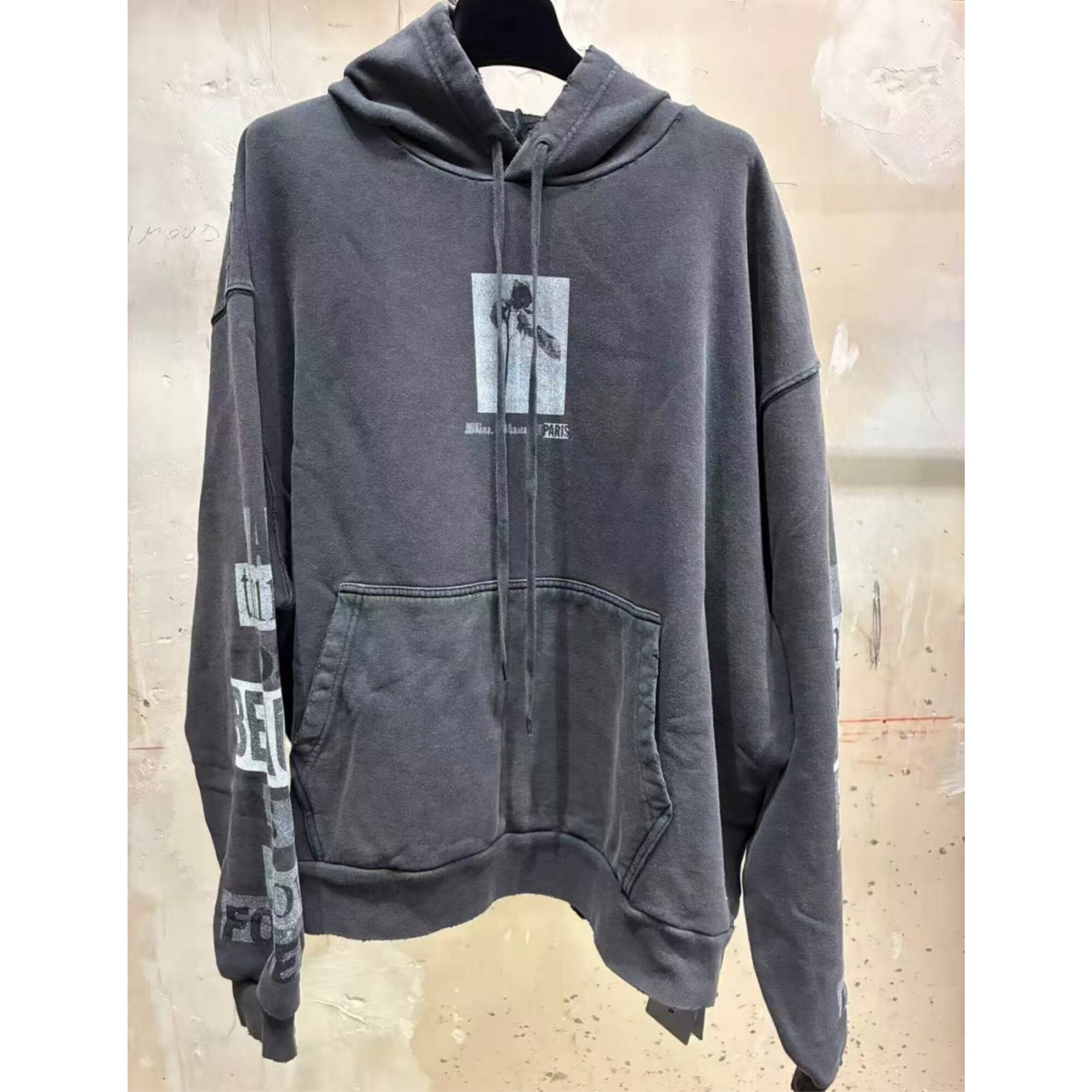 「秋冬新款」"26FW" FOREVER重叠胶片重度水洗做旧卫衣帽衫hoodie