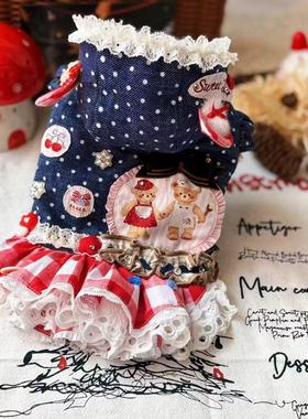 原创手工定制宠物衣服狗狗猫咪秋冬小熊连帽裙背心泰迪小马西施