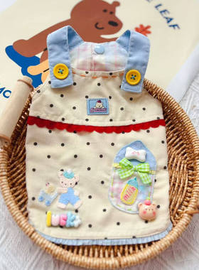 原创手工宠物衣服狗狗猫咪春夏灯芯绒奶瓶熊背带泰迪比熊约克夏