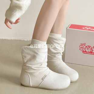 保暖棉鞋 可爱 2025新款 外穿加绒厚底雪地靴女款 毛毛棉靴子 你冬季