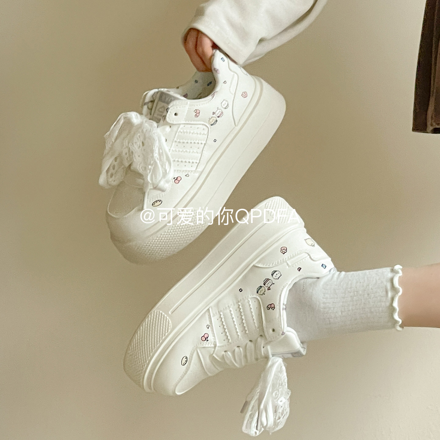 可爱的你 增高厚底小白鞋女款2026新款春季板鞋ins百搭小众面包鞋,女鞋,休闲板鞋,淘宝优惠券,粉丝福利购,淘宝优惠卷