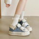 2026新款 小白鞋 春秋板鞋 可爱 百搭学生高帮鞋 女款 休闲鞋 你帆布鞋