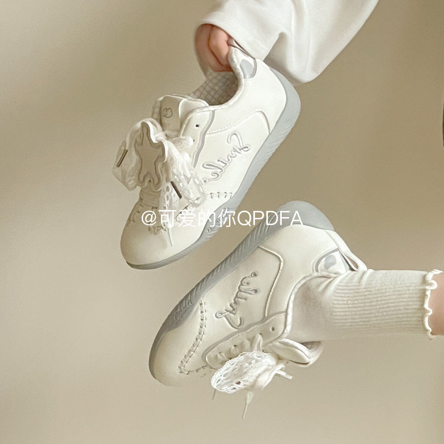 可爱的你 厚底小白鞋女款2026新款春季韩系板鞋ins百搭小众德训鞋,女鞋,休闲板鞋,淘宝优惠券,粉丝福利购,淘宝优惠卷