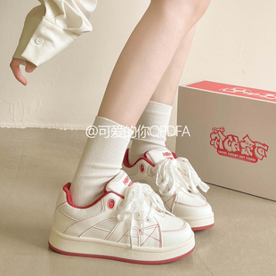 2025新款 你小白鞋 女夏薄款 可爱 板鞋 面包鞋 女款 百搭学生休闲鞋