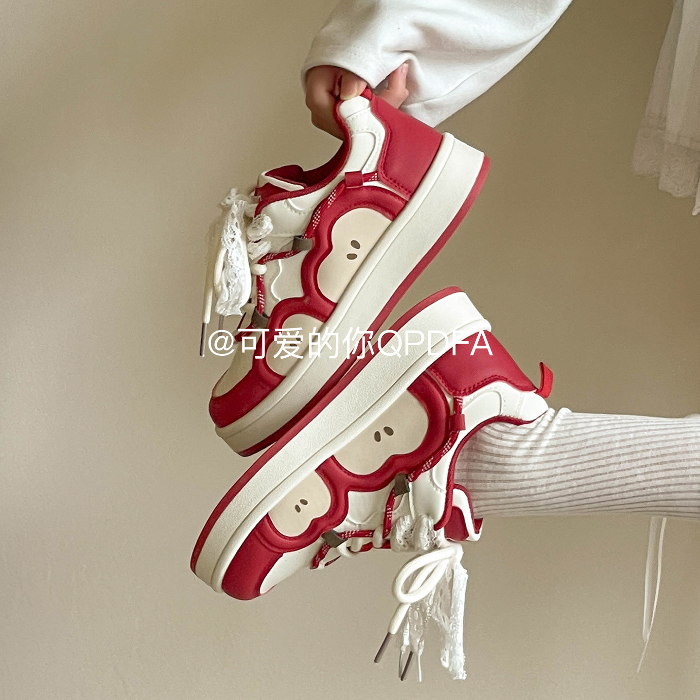 可爱的你 厚底小白鞋女款2025新款春秋板鞋ins潮百搭小众面包鞋潮,女鞋,休闲板鞋,淘宝优惠券,粉丝福利购,淘宝优惠卷