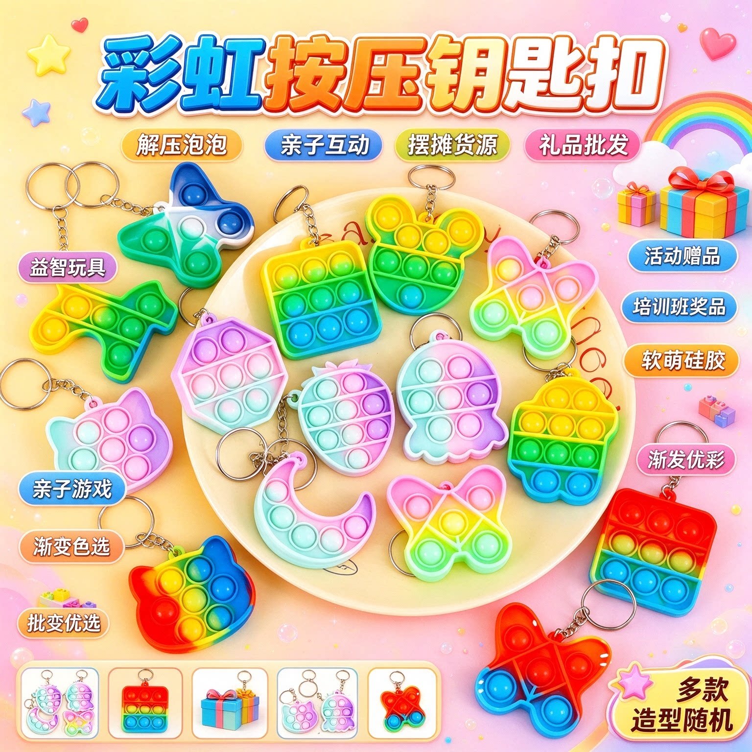 新款泡泡乐解压玩具挂件地推扫码活动小礼品幼儿园礼物小学生奖品