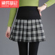 弹力高腰连裙裤 女格子裙子带莫代尔小脚裤 假两件打底裤 春夏秋薄款