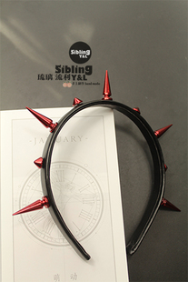 琉璃流利】原创Mockingjay铆钉夸张朋克红色皮质朋克摇滚发箍发饰