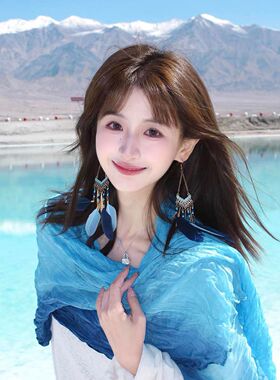 西北甘肃敦煌沙漠旅游穿搭废土风七彩丹霞丝巾防晒披肩围巾女纱巾