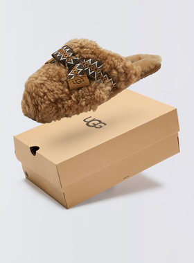 UGG Maxi Curly Sister Slide女轻便平底包头拖懒人毛毛鞋1158266