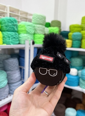 蔚来汽车nomi毛线帽棉花娃娃es7es6et5et7汽车装饰毛线帽黑色新品