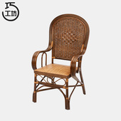 藤椅单人家用老式 办公休闲椅阳台客厅老人靠背椅藤编椅子手工高背