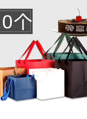 正方形手提袋宽底礼品袋方体纸袋特种纸蛋糕手拎袋鲜花包装袋