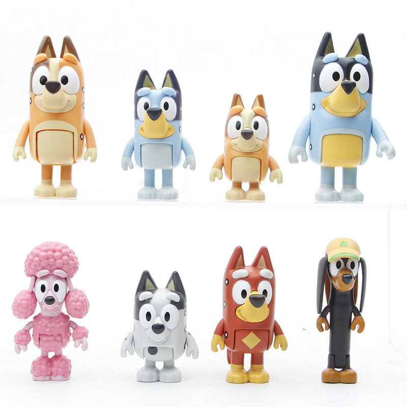 布鲁依一家模型摆件 小狗关节可动 bluey dog toys for kids