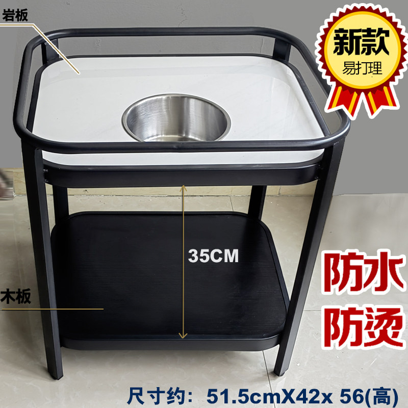 包邮麻将机带缸防水防烫岩板小茶几桌棋牌室茶楼茶水架台边几角几