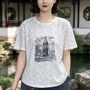 夏季扎染短袖T恤印花妈妈装上衣