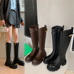 【意大利】骑士靴加肥加宽大筒围真皮女靴胖mm粗腿长筒靴马丁靴冬