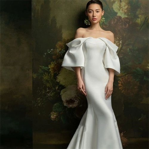 Ретро корсет, свадебное платье для влюбленных, 2022, крой «рыбий хвост», масляная живопись, облегающий крой