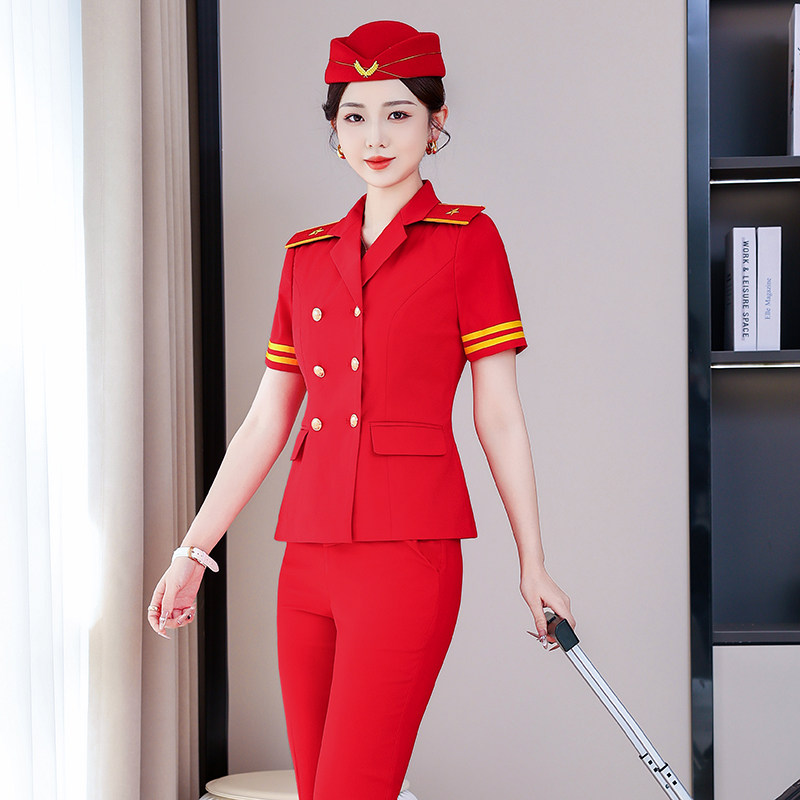 单件/套装短袖夏薄款军鼓队婚庆演出管乐队工装女服装空姐职业装