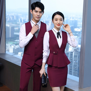 职业装男女款马甲套装酒店前台工作装售楼部物业客服接待工作服