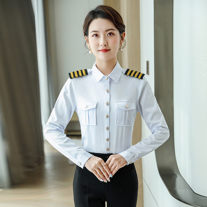 男女同款制服衬衫空少飞行员酒店安保工作服迎宾销售工作服衬衣