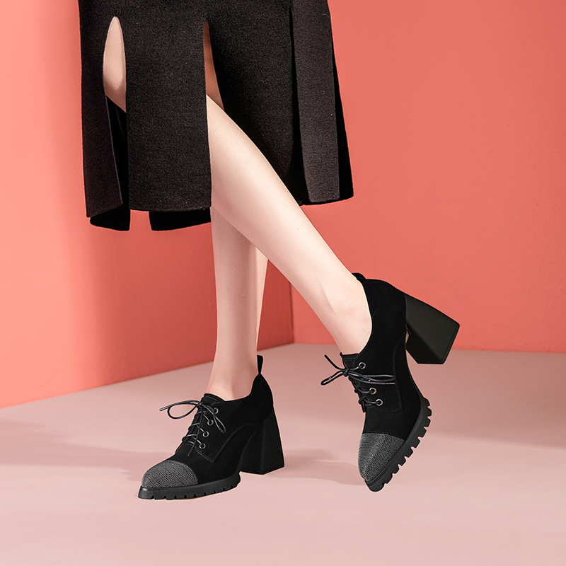 单鞋欧美交叉系带春季新款