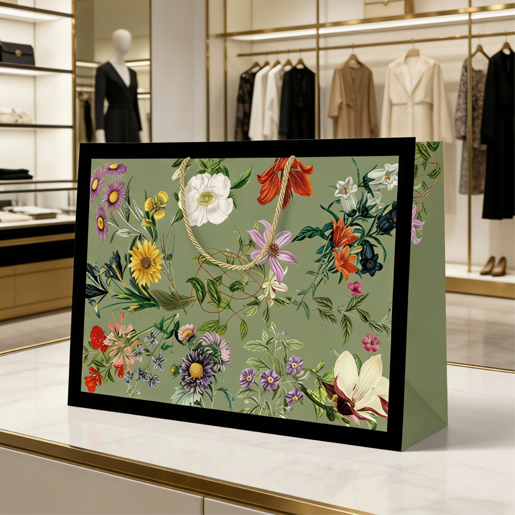 复古高级感服装店手提袋轻奢礼品袋大号加厚纸袋定制logo购物袋子