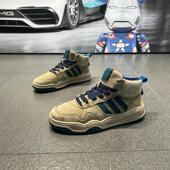 小众原创厚底板鞋 高帮男鞋 2025新款 青少年绒面休闲篮球运动鞋 夏季