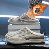 棉拖鞋 青少年踩屎感加绒保暖毛拖2025新款 男冬季 外穿防寒加厚棉鞋