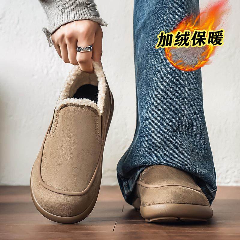 一脚蹬男鞋冬季加绒保暖乐福豆豆鞋男士2025新款户外防寒东北棉鞋,流行男鞋,单鞋,淘宝优惠券,粉丝福利购,淘宝优惠卷