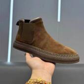 皮鞋 高帮男鞋 中帮真皮休闲皮靴男士 夏季 一脚蹬绒面马丁靴 2025新款