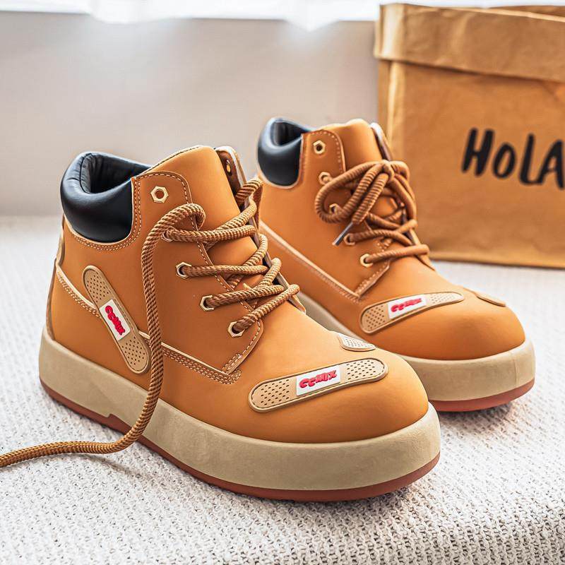 高帮男鞋秋冬季潮流复古工装运动休闲厚底面包大黄马丁靴2025新款,流行男鞋,高帮鞋,淘宝优惠券,粉丝福利购,淘宝优惠卷