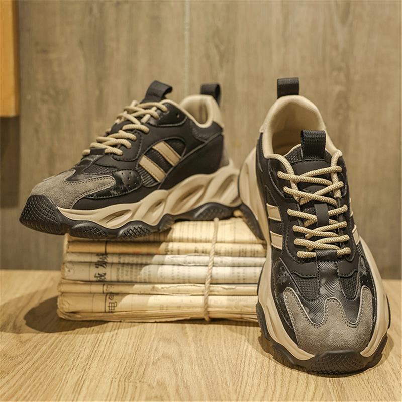 厚底增高老爹鞋男鞋2025新款皮面休闲运动百搭潮流鞋子男款春秋季