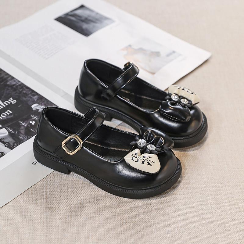 女童小皮鞋春秋2025新款洋气儿童公主鞋中大童黑色配裙子女孩单鞋