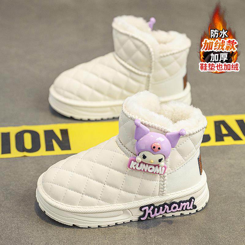 库洛米女童雪地靴冬季2024新款加绒加厚儿童棉鞋中大童公主风棉靴