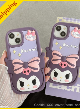 New Kuromi phone cover case cute iPhone 13/14 pro max casing 11/12/15p kawaii girl cool purple