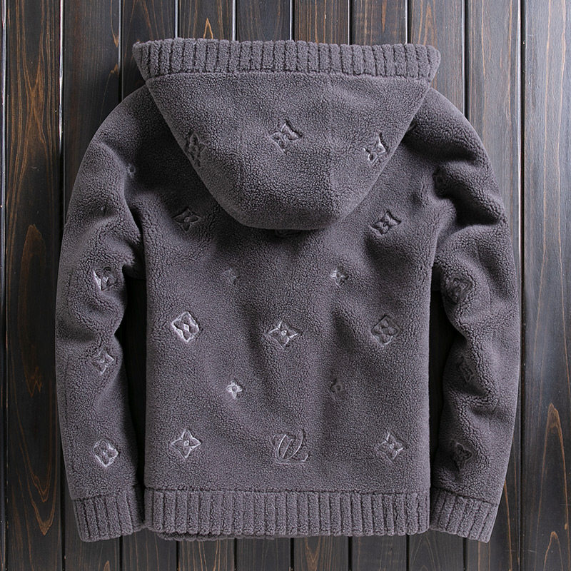 2024 새로운 양 전단 모피 남성 자켓 SHEARLING 짧은 후드 모피 가역 울 올인원 재킷