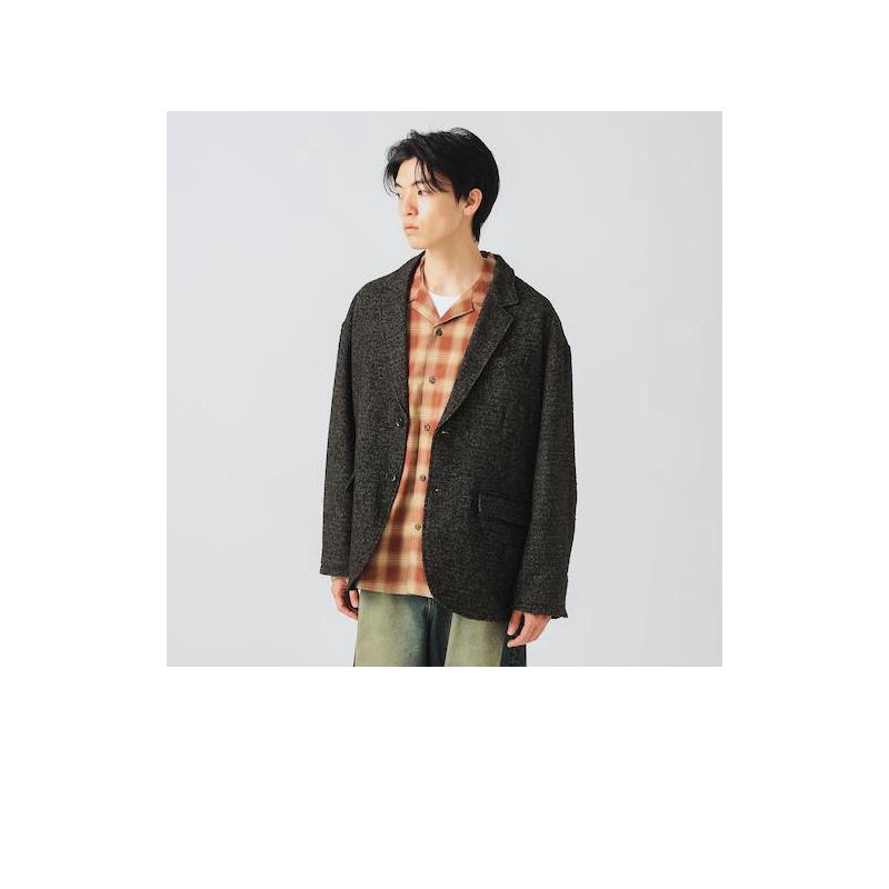 代购BEAMS男士夹克保暖防风混纺粗纺春秋通勤外套爆款复古