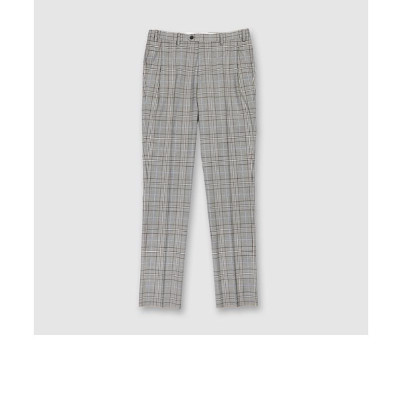 代购LANVIN浪凡男士休闲裤透气舒适格纹修身办公通勤长裤百搭