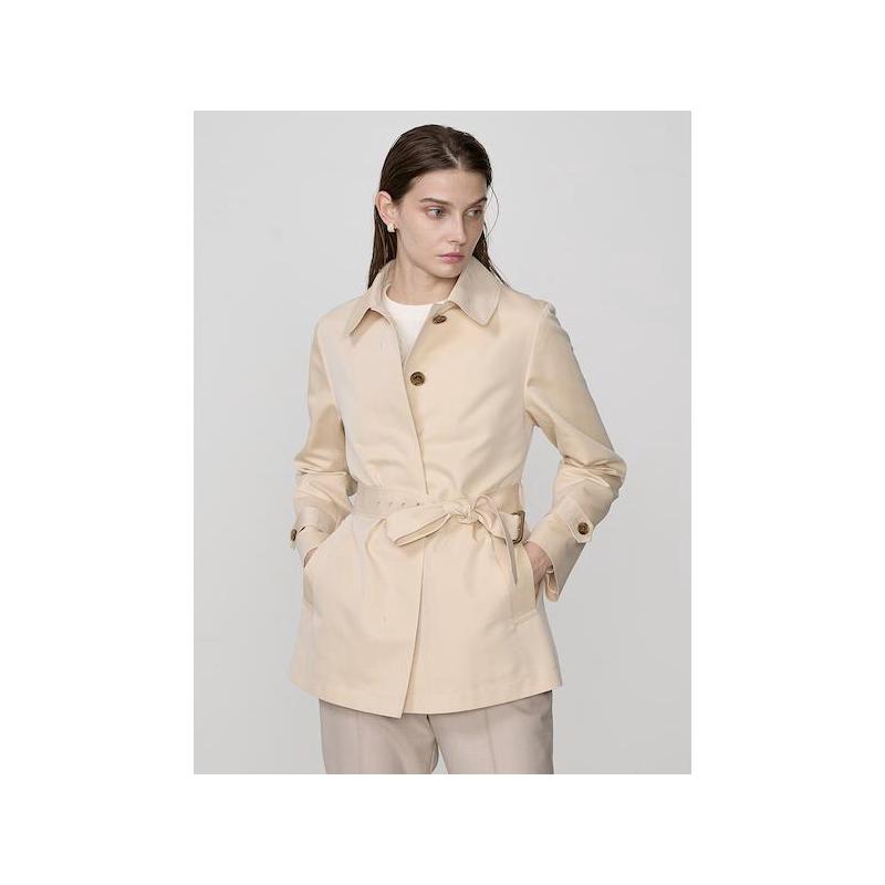 代购Aquascutum雅格狮丹女士风衣防风保暖棉质米色春秋通勤外套