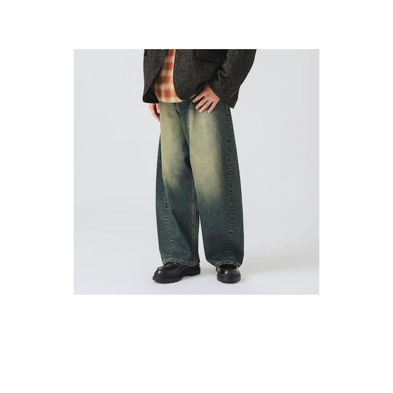 代购BEAMS男士休闲裤透气耐穿阔腿渐变街头日常牛仔裤潮流复古