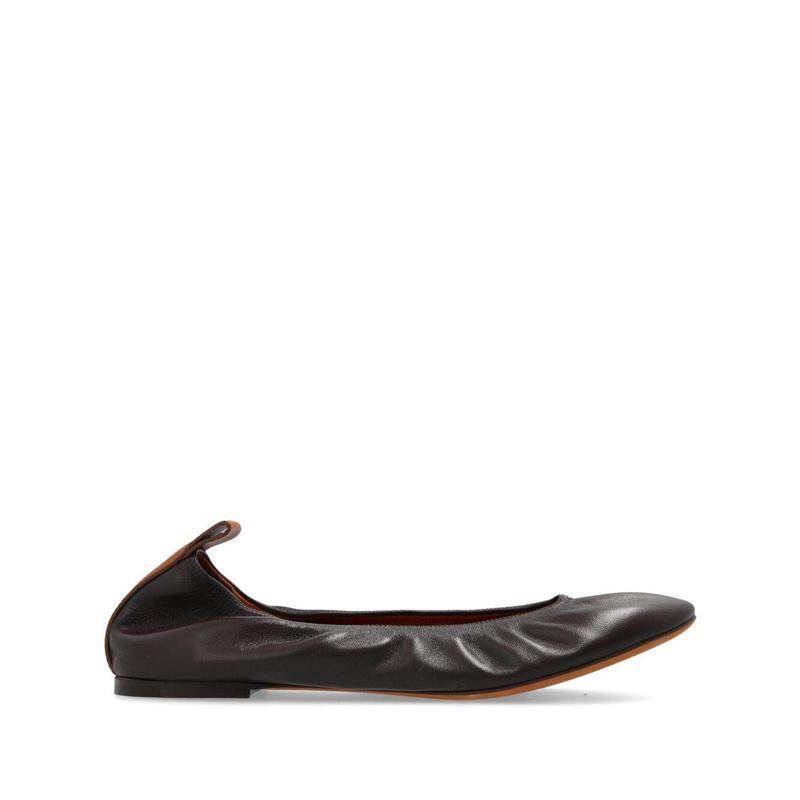 代购Lanvin女士芭蕾舞鞋轻便软底透气舒适圆头平跟浅口牛皮