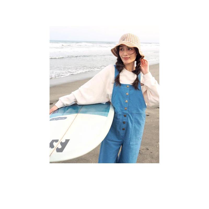 代购Quiksilver女士背带裤透气舒适棉质直筒休闲海边长裤百搭