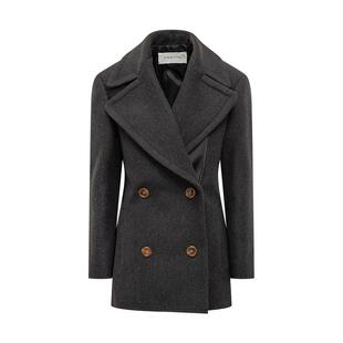 代购LANVIN浪凡女士外套保暖防风羊毛双排秋冬通勤大衣爆款经典