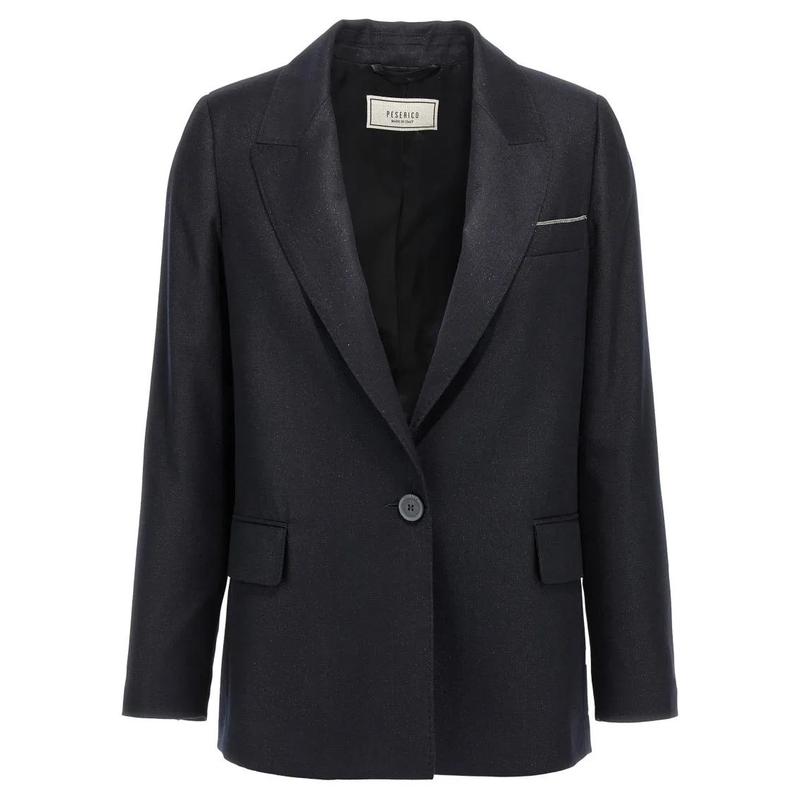 PESERICO服饰女士夹克保暖修身羊毛亮丝职场正式西装爆款