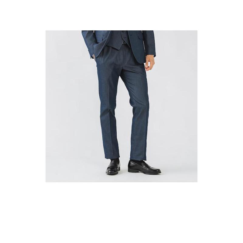 代购BEAMS男士休闲裤透气舒适深蓝修身办公休闲长裤百搭简约